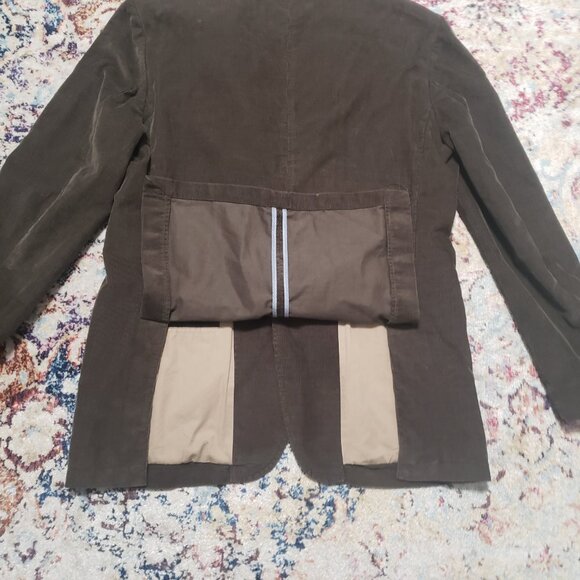 J. Crew Vintage Corduroy Blazer Olive Green Fine Wale Size Large Tall - Picture 6 of 13